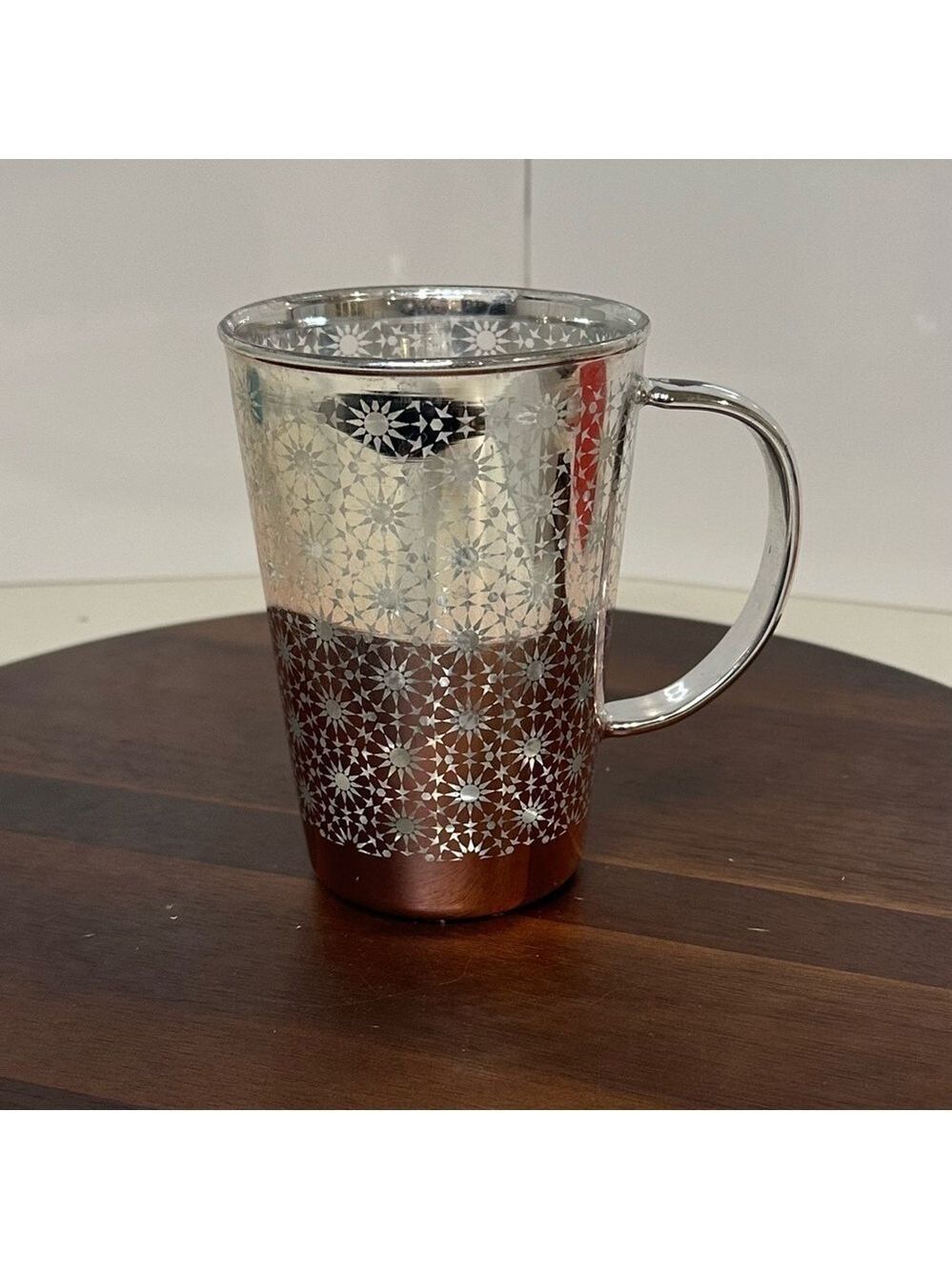 ✨ Davids Tea Perfect Glass Mug Silver Starburst Design & Rose Gold Base (No Lid)
